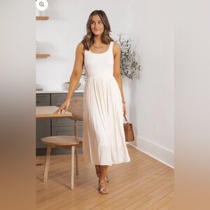 Pleated Skirt Ribbed Top Midi Dress